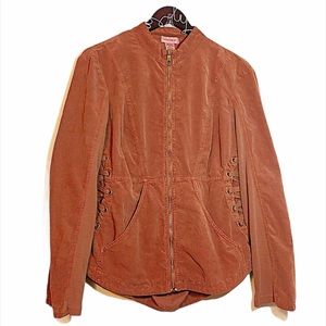XCVI Wearables Zip-Up Corduroy Burnt Orange Jacket